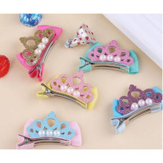 Glitter Princess Crown Bow Hair Clip