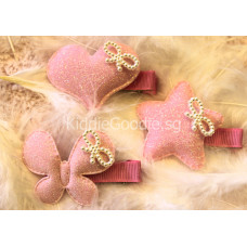 Baby Pink Glitter Pearl Hair Clip